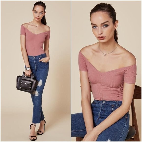 Reformation Tops - Reformation Kenza off-the-shoulder top - pink - XS
